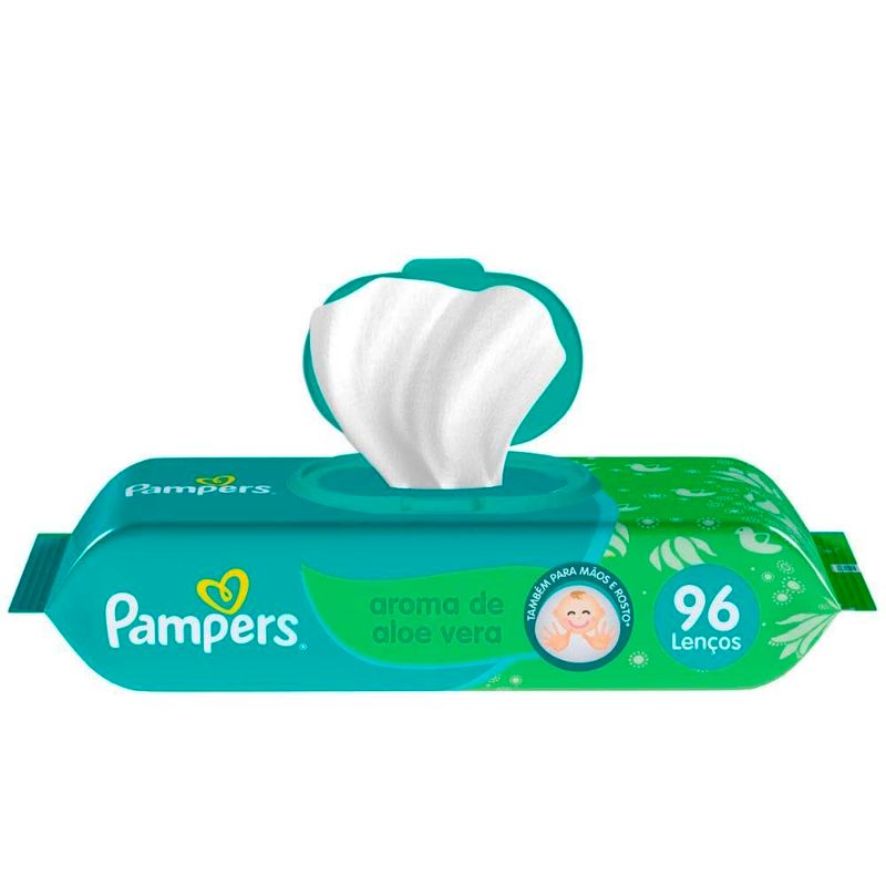 lenço umedecido pampers aroma de aloe vera 96 unidades