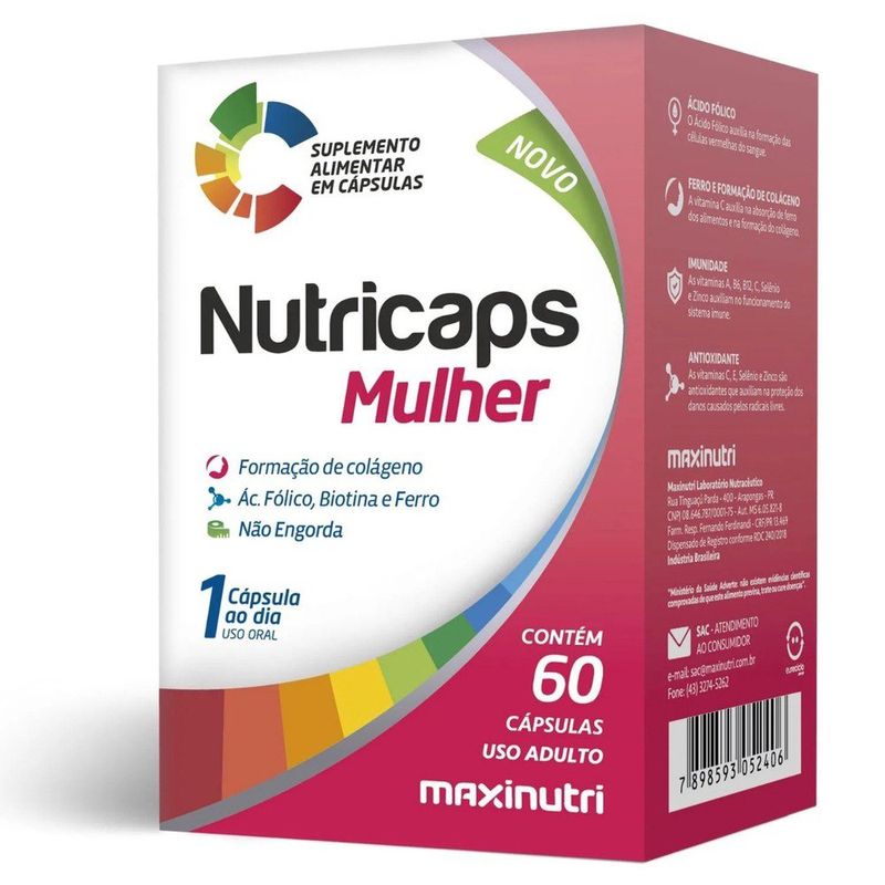 polivitamínico nutricaps mulher maxinutri 60 cápsulas