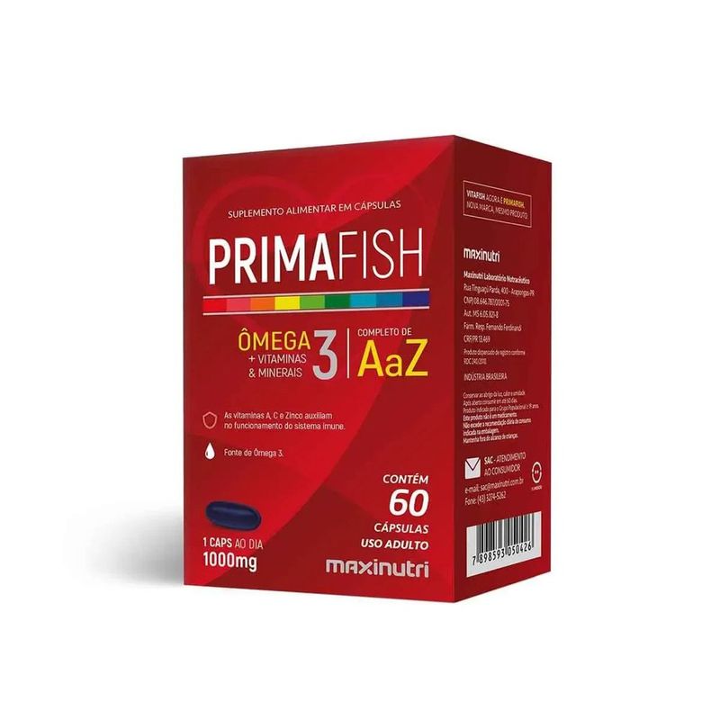 ômega 3, polivitaminas e minerais maxinutri 60 cápsulas