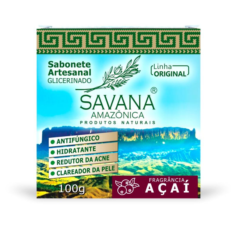 sabonete em barra artesanal glicerinado savana amazônica açaí 100g