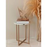 mesa de canto decor quality modulados branco marmorizado base metalom champagne (mp)