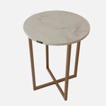 mesa de canto decor quality modulados branco marmorizado base metalom champagne (mp)