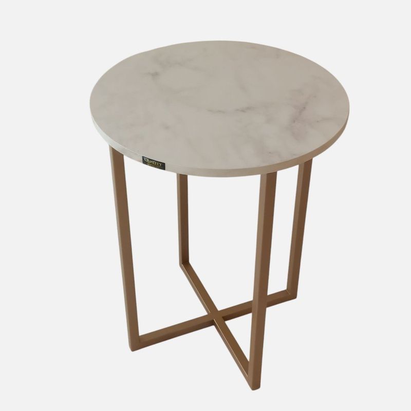 mesa de canto decor quality modulados branco marmorizado base metalom champagne (mp)