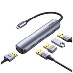 adaptador udb-c para hdmi ugreen 3.0 + 4 usb cm417 cinza (mp)