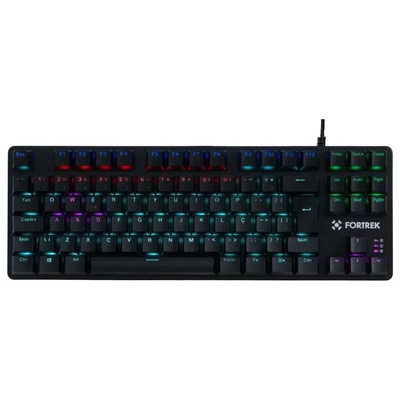 teclado gamer mecânico usb fortrek hawk compacto rgb black (mp)