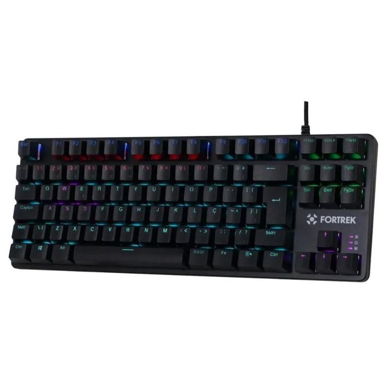 teclado gamer mecânico usb fortrek hawk compacto rgb black (mp)