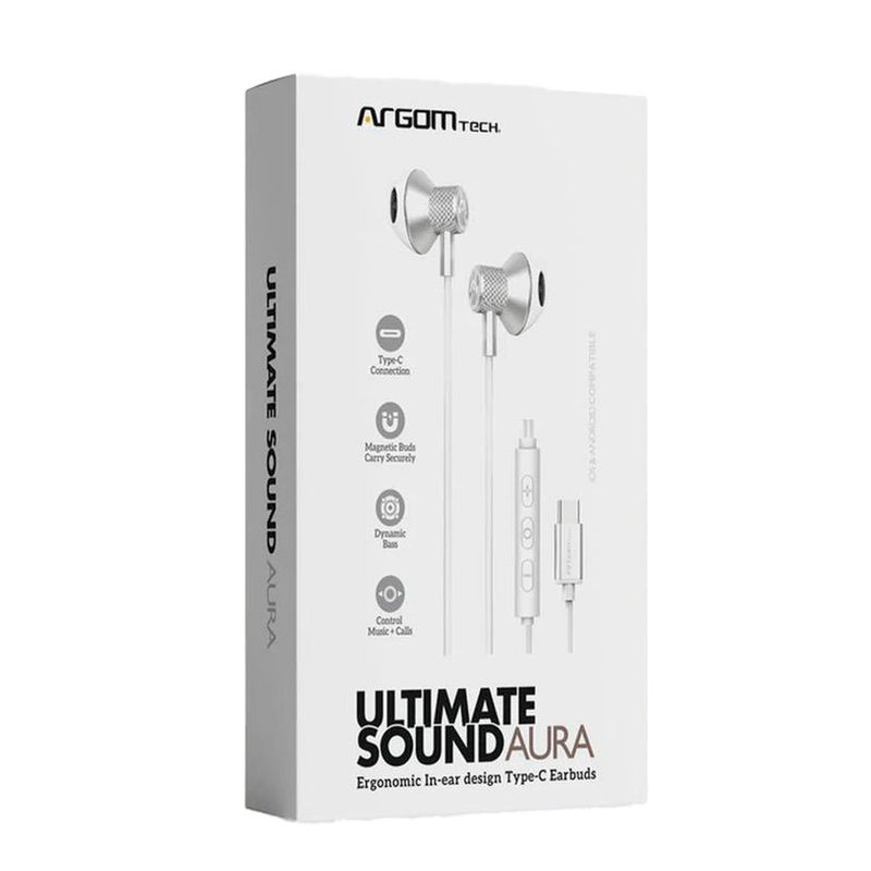 fone de ouvido intra auricular argom arghs2032wt tipo-c branco (mp)