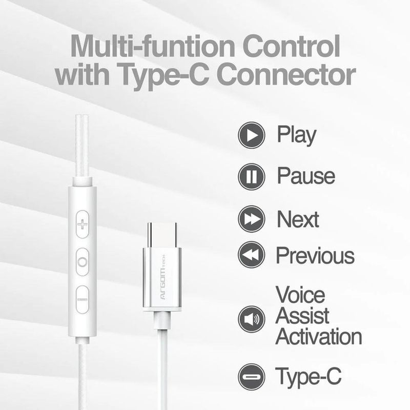 fone de ouvido intra auricular argom arghs2032wt tipo-c branco (mp)