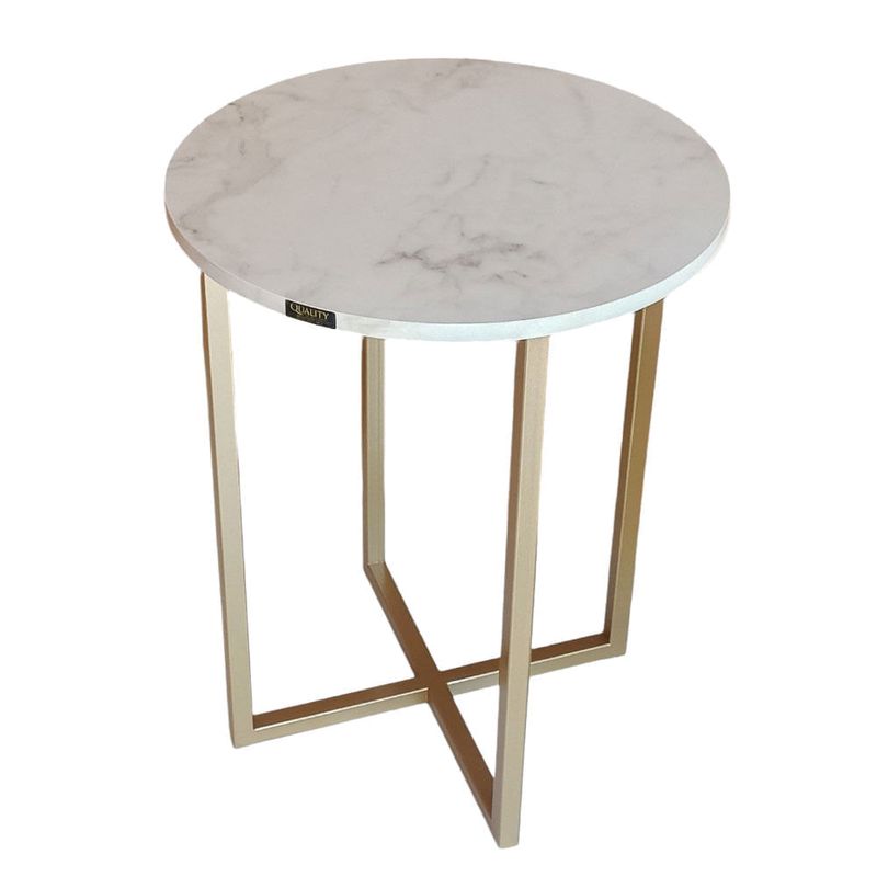 mesa de canto decor quality modulados branco marmorizado base metalom ouro (mp)