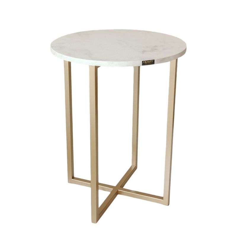 mesa de canto decor quality modulados branco marmorizado base metalom ouro (mp)