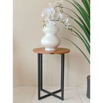 mesa de canto decor quality modulados freijó base metalom preto (mp)