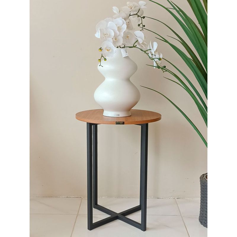 mesa de canto decor quality modulados freijó base metalom preto (mp)