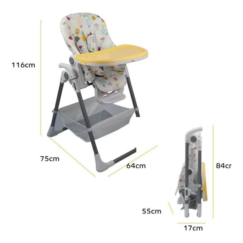 cadeira de alimentação premium baby belle pineapple até 18kg amarelo ppb9crf009(mp)