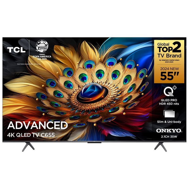 smart tv 4k 55" tcl uhd dolby vision atmos 55c655