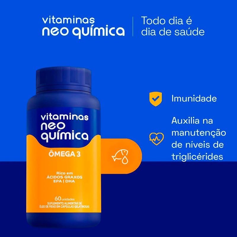 suplemento alimentar de ômega 3 neo quimica 60 cápsulas