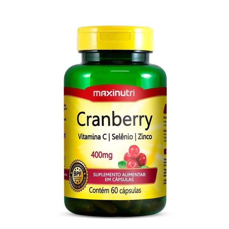 cranberry com vitamina c, selênio e zinco 400mg 60 cápsulas