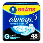 absorvente always noturno seca g com abas 48 unidades
