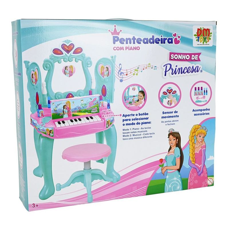 penteadeira infantil dm toys sonho de princesa com piano dmt6844 (mp)