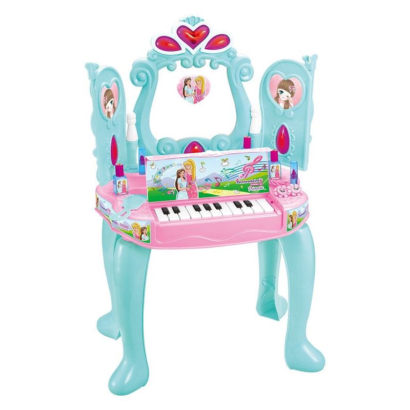 penteadeira infantil dm toys sonho de princesa com piano dmt6844 (mp)