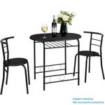 conjunto de jantar vingli 3 peças mesa e 2 cadeiras estrutura de metal preto e natural a-bi
