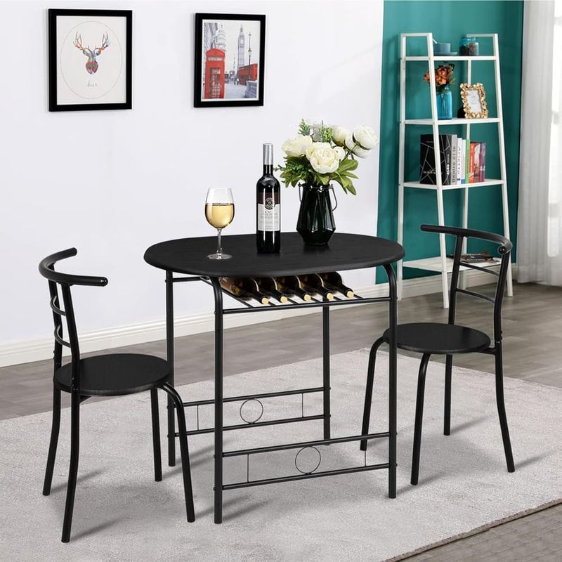 conjunto de jantar vingli 3 peças mesa e 2 cadeiras estrutura de metal preto e natural a-bi