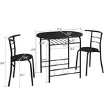 conjunto de jantar vingli 3 peças mesa e 2 cadeiras estrutura de metal preto e natural a-bi
