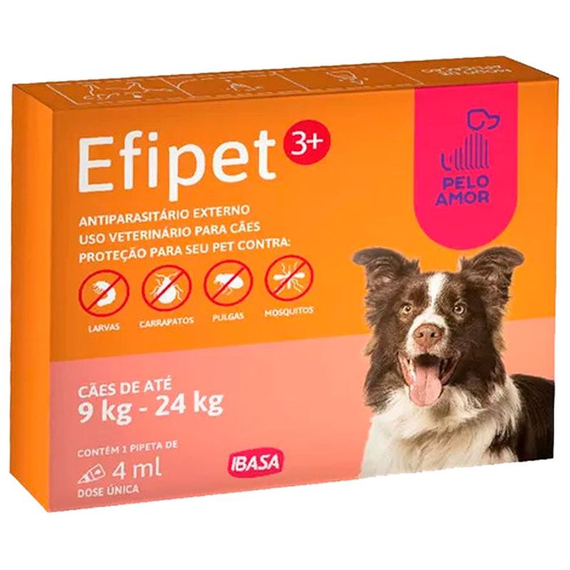 antipulgas e carrapatos para cães ibasa 3+ 4ml 9 a 24kg dose única (mp)