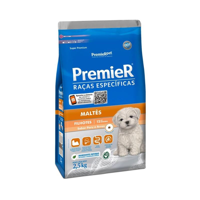 ração para cães filhote premier raças específicas maltês 2,5kg (mp)