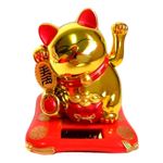 adorno gato da sorte manekineko watts 10,5cm solar dourado (mp)