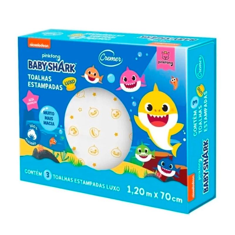 toalha cremer baby shark luxo estampada 1 unidade