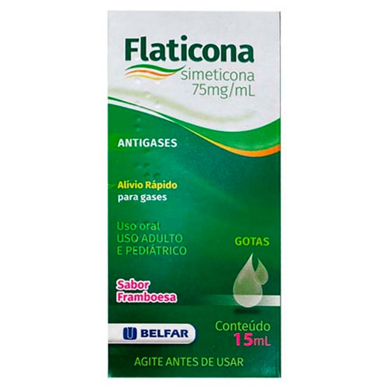 flaticona 75mg/ml gotas 75mg 15ml simeticona sabor framboesa belfar