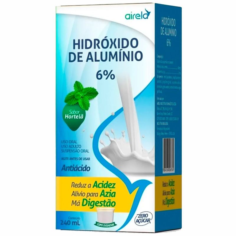 hidróxido de alumínio 240ml 6% suspensão oral sabor hortelã airela