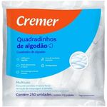 algodão quadradinho cremer 250 unidades
