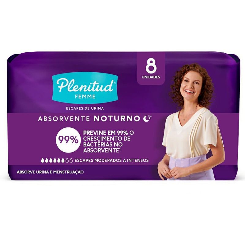 absorvente noturno plenitud femme intenso 8 unidades