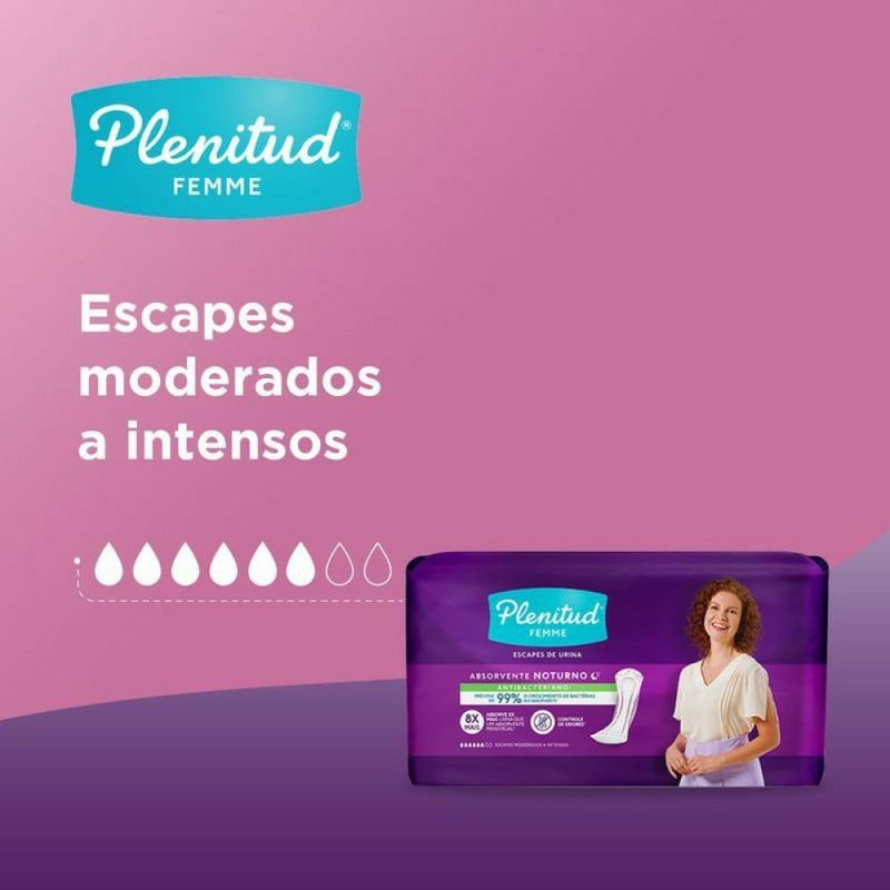 absorvente noturno plenitud femme intenso 8 unidades