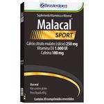 malacal sport cálcio citrato malato 250mg vitamina d3 1.000ui cafeína 100mg 30 comprimidos revestidos brasterápica
