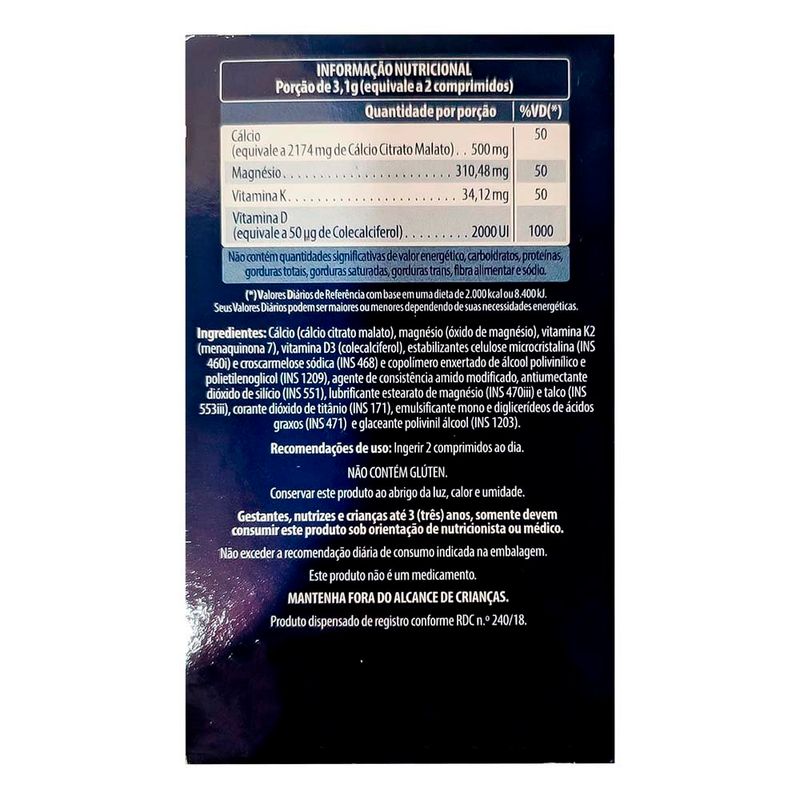 malacal mdk cálcio citrato malato magnésio vitamina k2 d3 1.000ui 30 comprimidos revestidos brasterápica