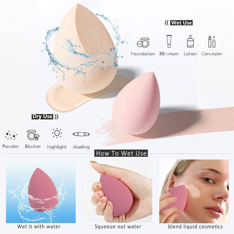 esponjas de maquiagem leeshine 4 peças rosa a-bi