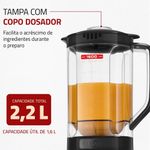 liquidificador mondial 2,2 litros 550w 127v preto l-98-b