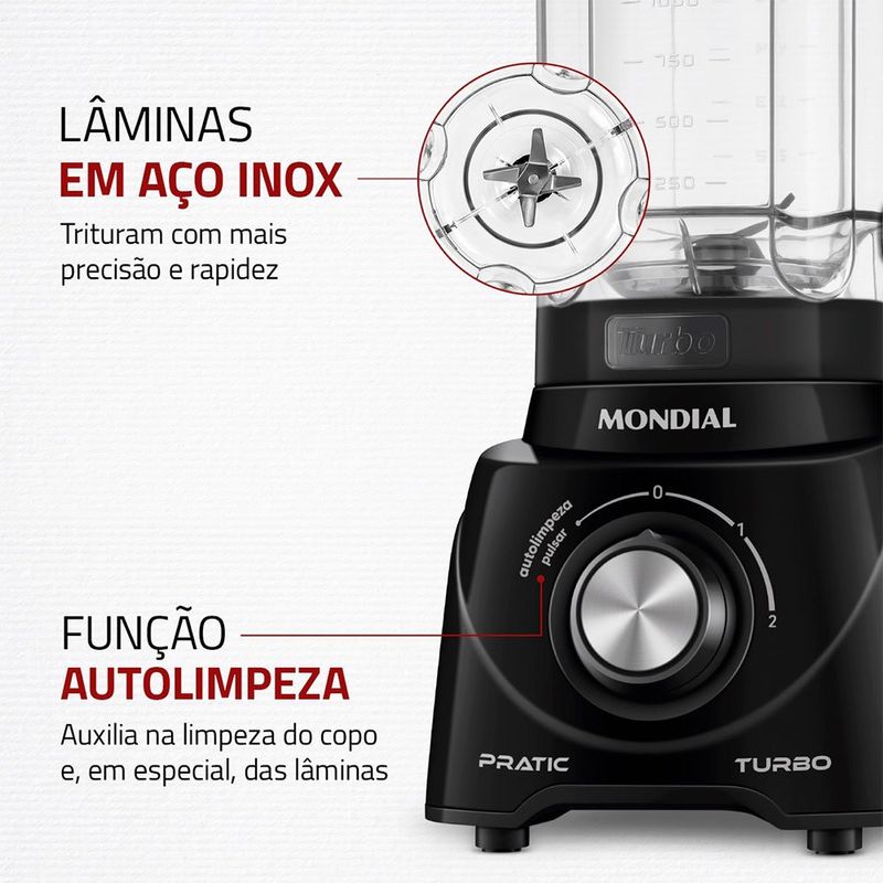 liquidificador mondial 2,2 litros 550w 127v preto l-98-b