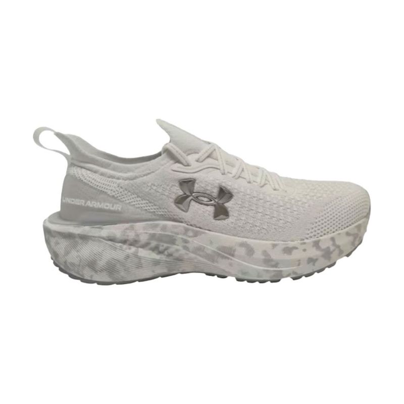 tênis de corrida masculino n°40 under armour charged quicker 2 branco e prata (mp)