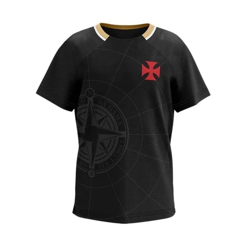 camisa infantil vasco braziline manto preto 6 anos (mp)