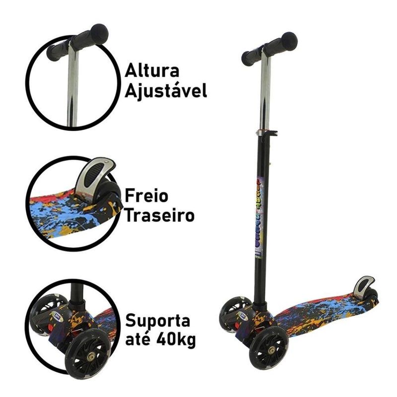 patinete infantil 3 rodas zippy toys light speed color 8727 (mp)