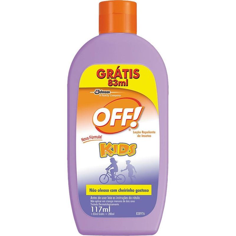 repelente loção off! kids leve 200ml e pague 117ml