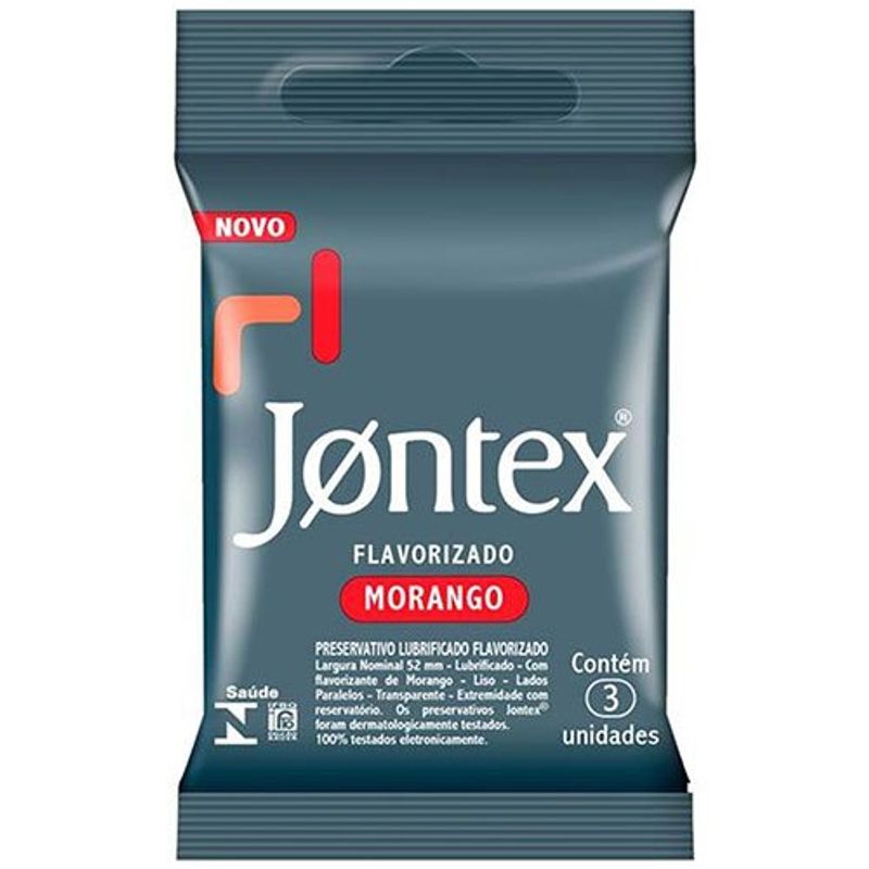preservativo lubrificado jontex morango 3 unidades