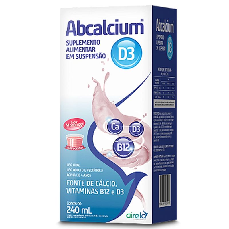 abcalcium d3 + cálcio + vitamina b12 240ml suspensão oral airela
