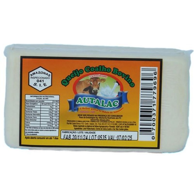 queijo coalho bovino barrinha 500g