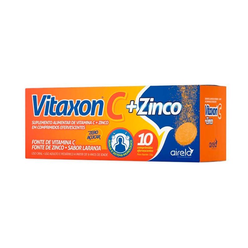 vitaxon c + zinco 10 comprimidos efervecentes laranja airela