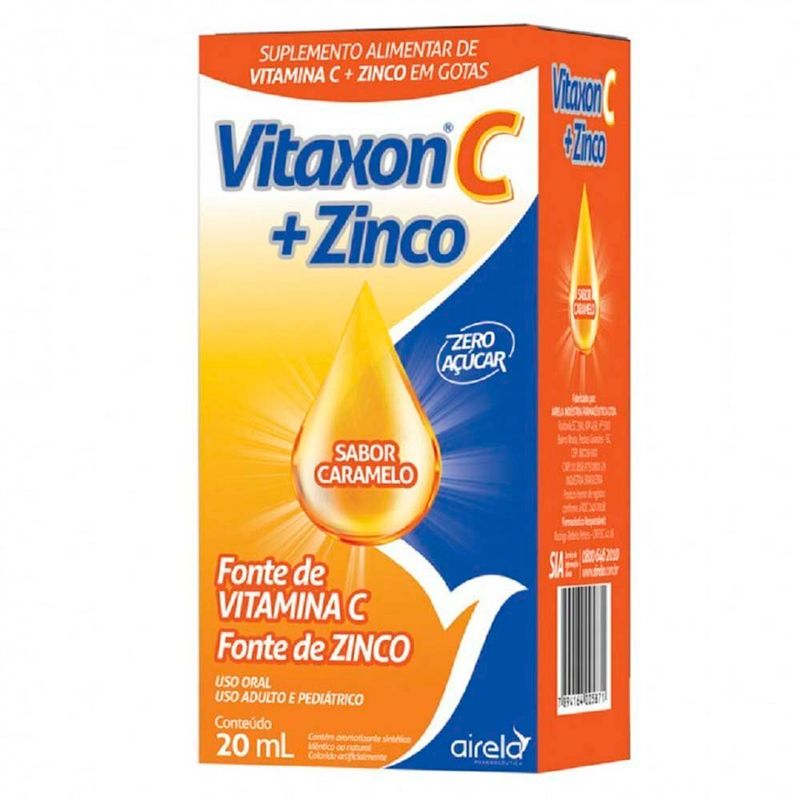 vitaxon c ácido ascórbico 200mg + zinco 2mg/ml 20ml solução gotas airela