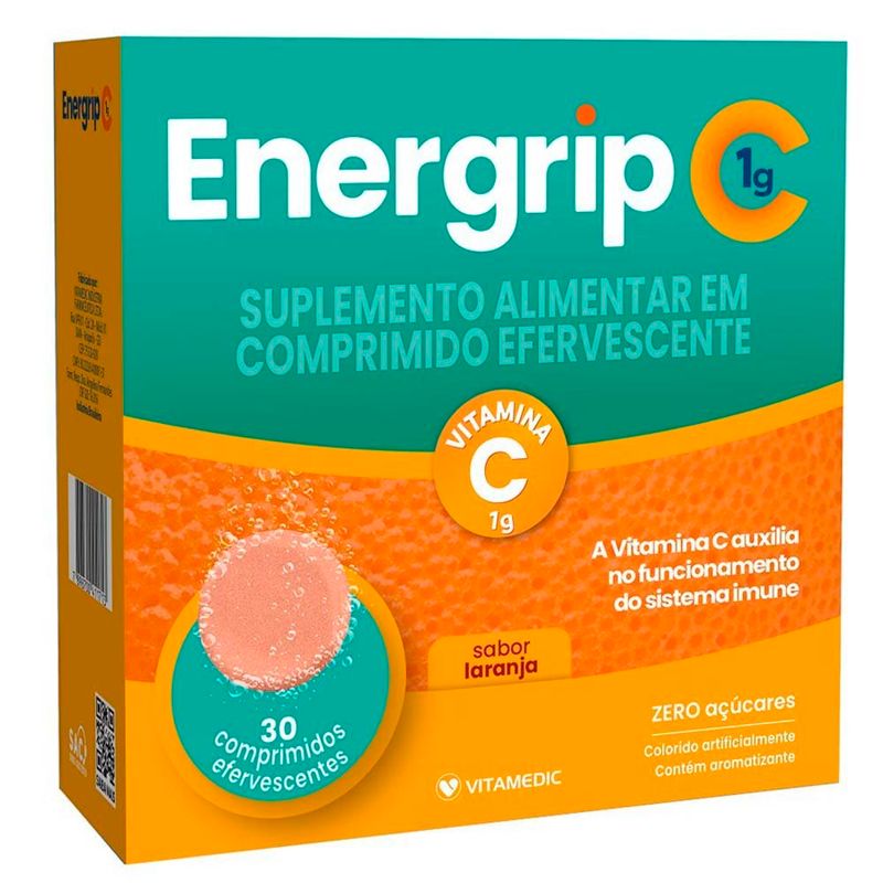 energrip c 1g vitamina c 30 comprimidos efervecentes laranja vitamedic